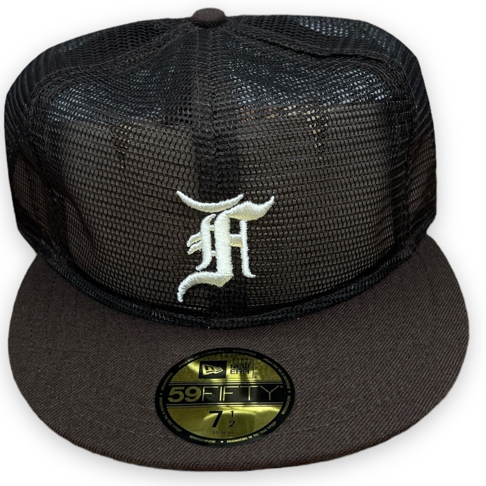 Fear of God Hat Adult 7 1/2 Brown Fitted New Era 59FIFTY Mesh Hat Essentials